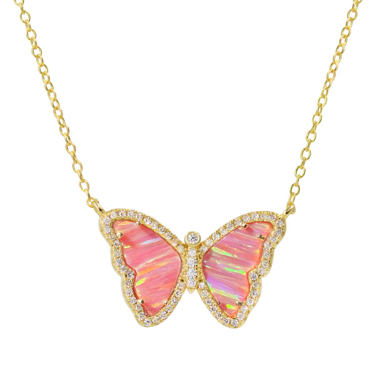 opal butterfly with stripes in coral opal