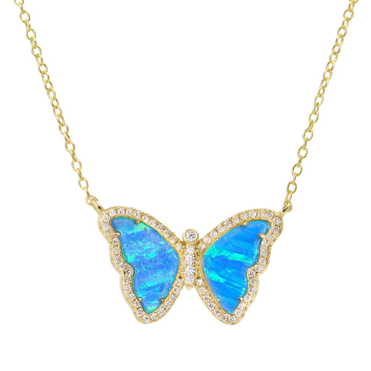 Opal Butterfly Necklace with Stripes