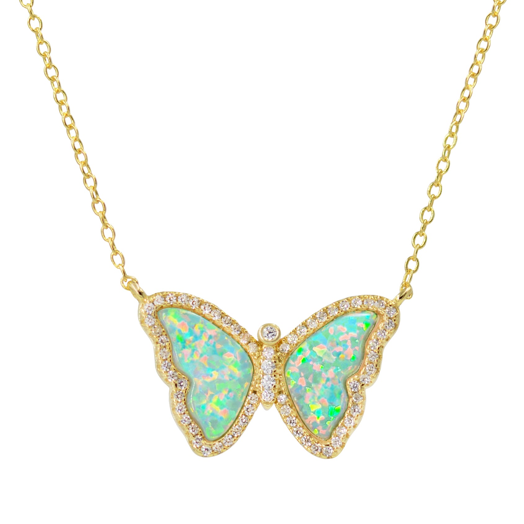 Butterfly Fossilized Wood and Opal Necklace