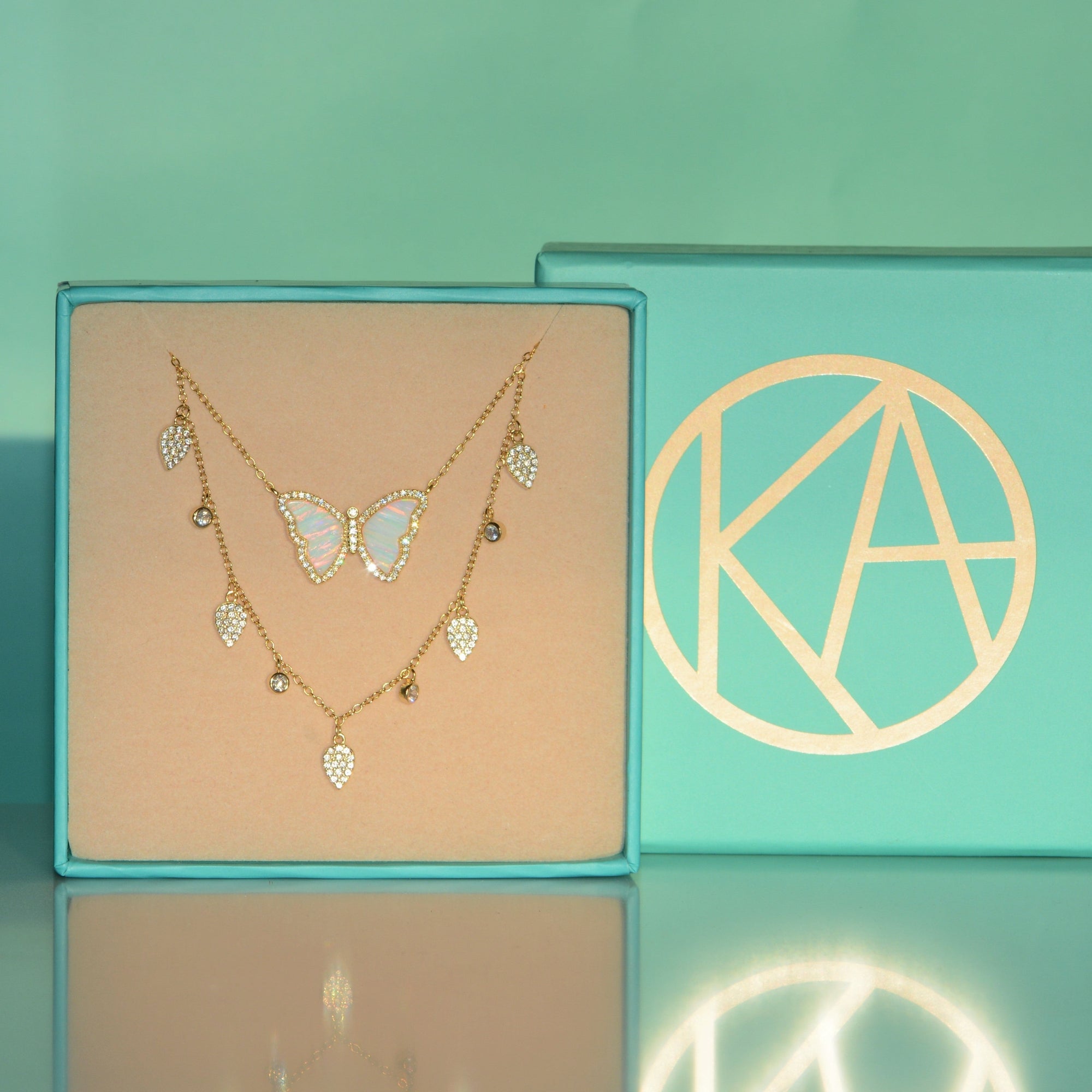 Gift Set | Opal Butterfly Necklace + Gold Choker