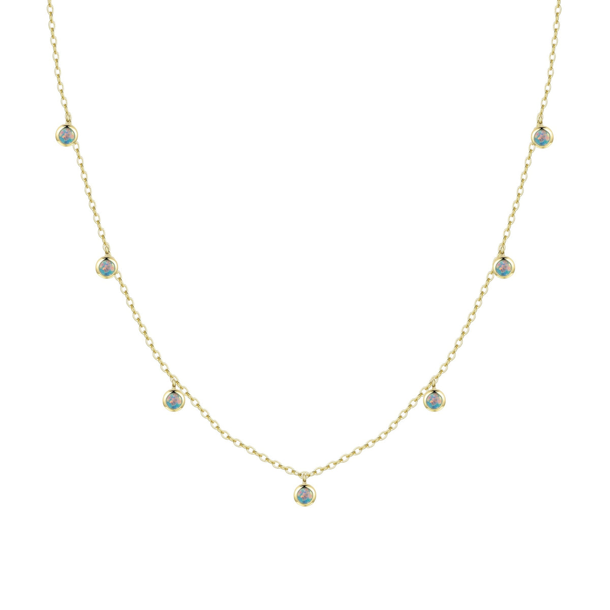 Opal dew drops reversible layering necklace black opal gold