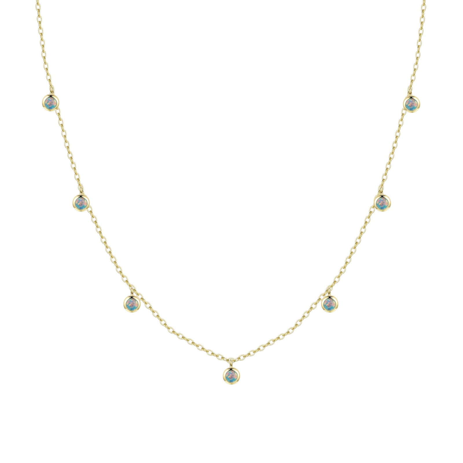 Opal dew drops reversible layering necklace black opal gold