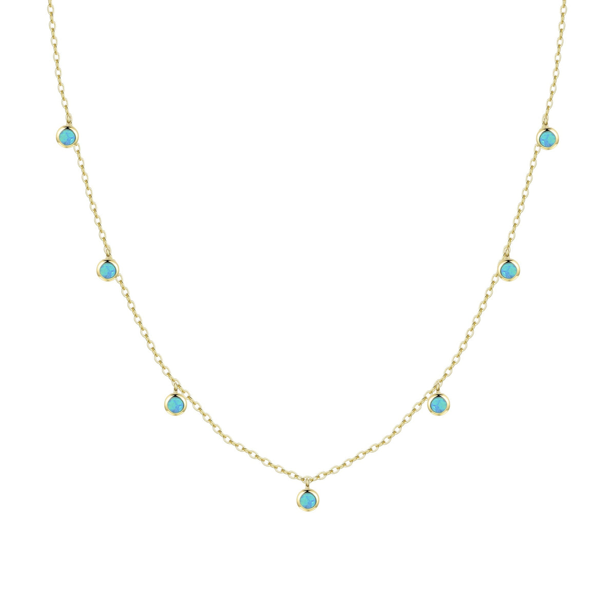 Opal dew drops reversible layering necklace blue opal gold