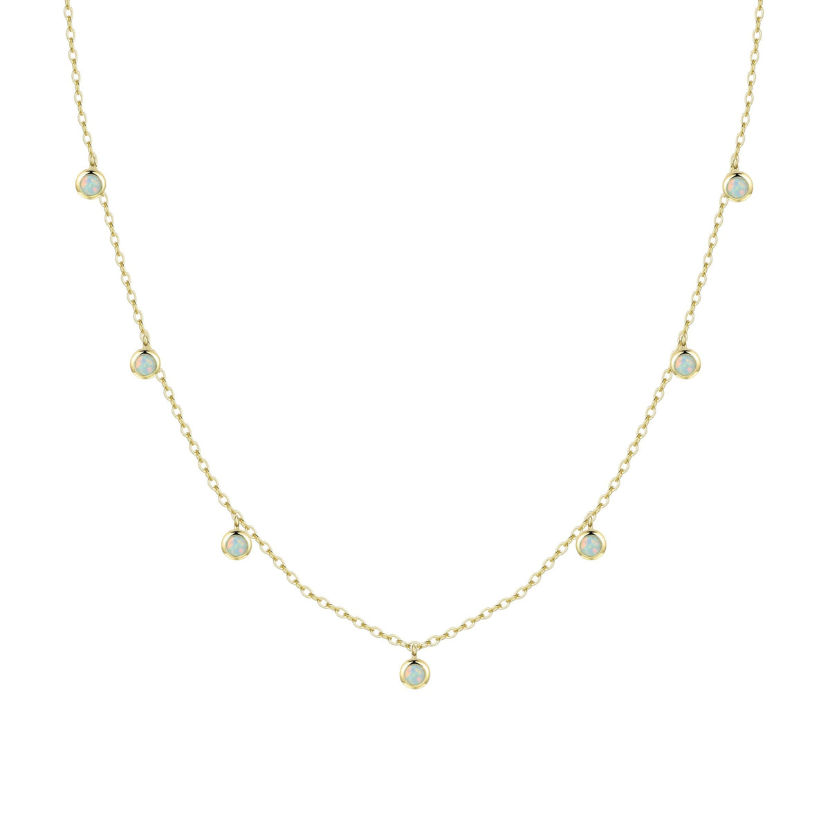 Opal dew drops reversible layering necklace green opal gold