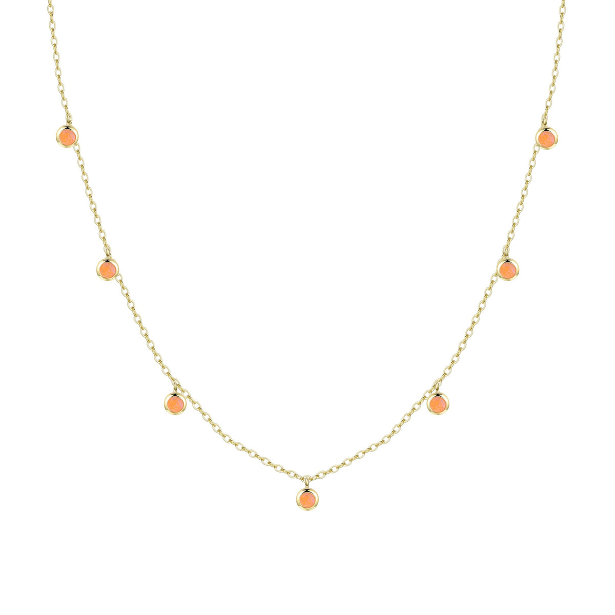 Opal dew drops reversible layering necklace orange gold