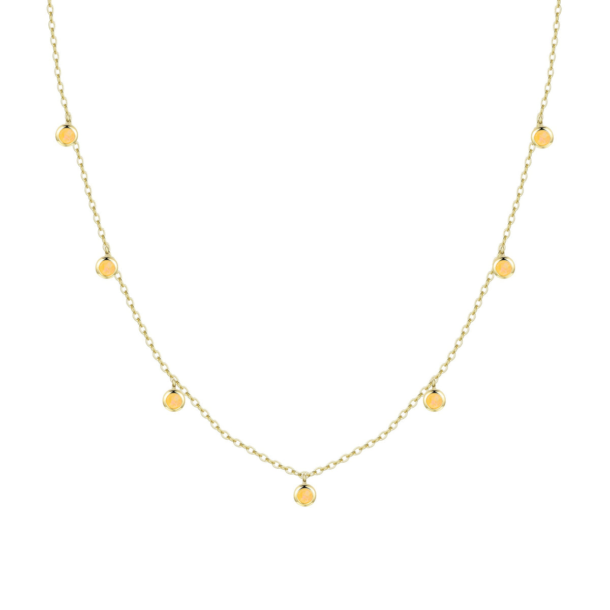 Opal dew drops reversible layering necklace tangerine gold