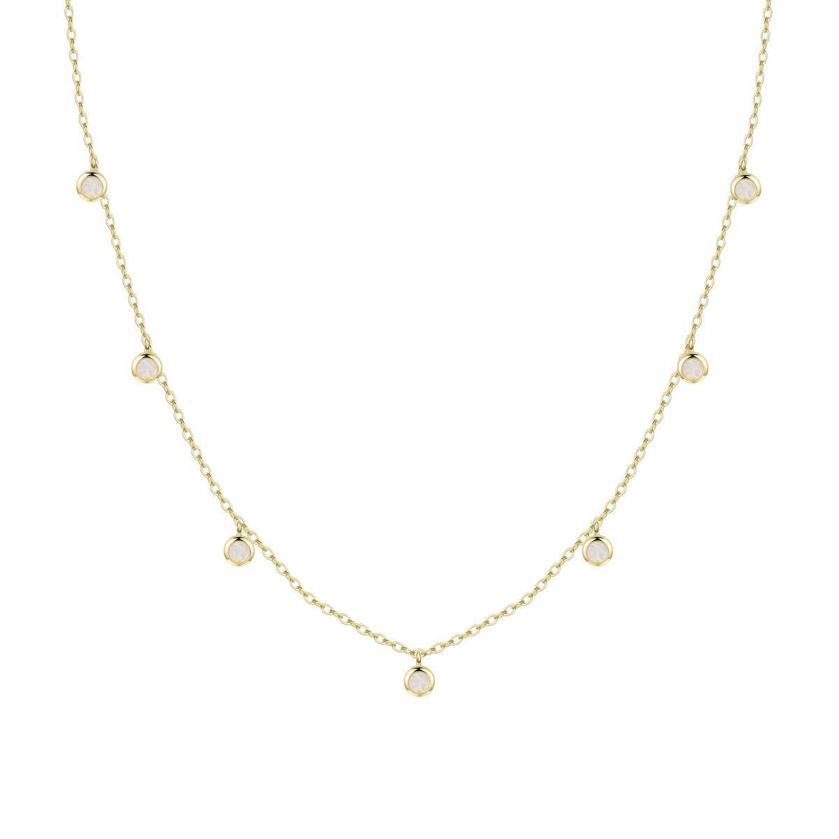 Opal dew drops reversible layering necklace white opal gold