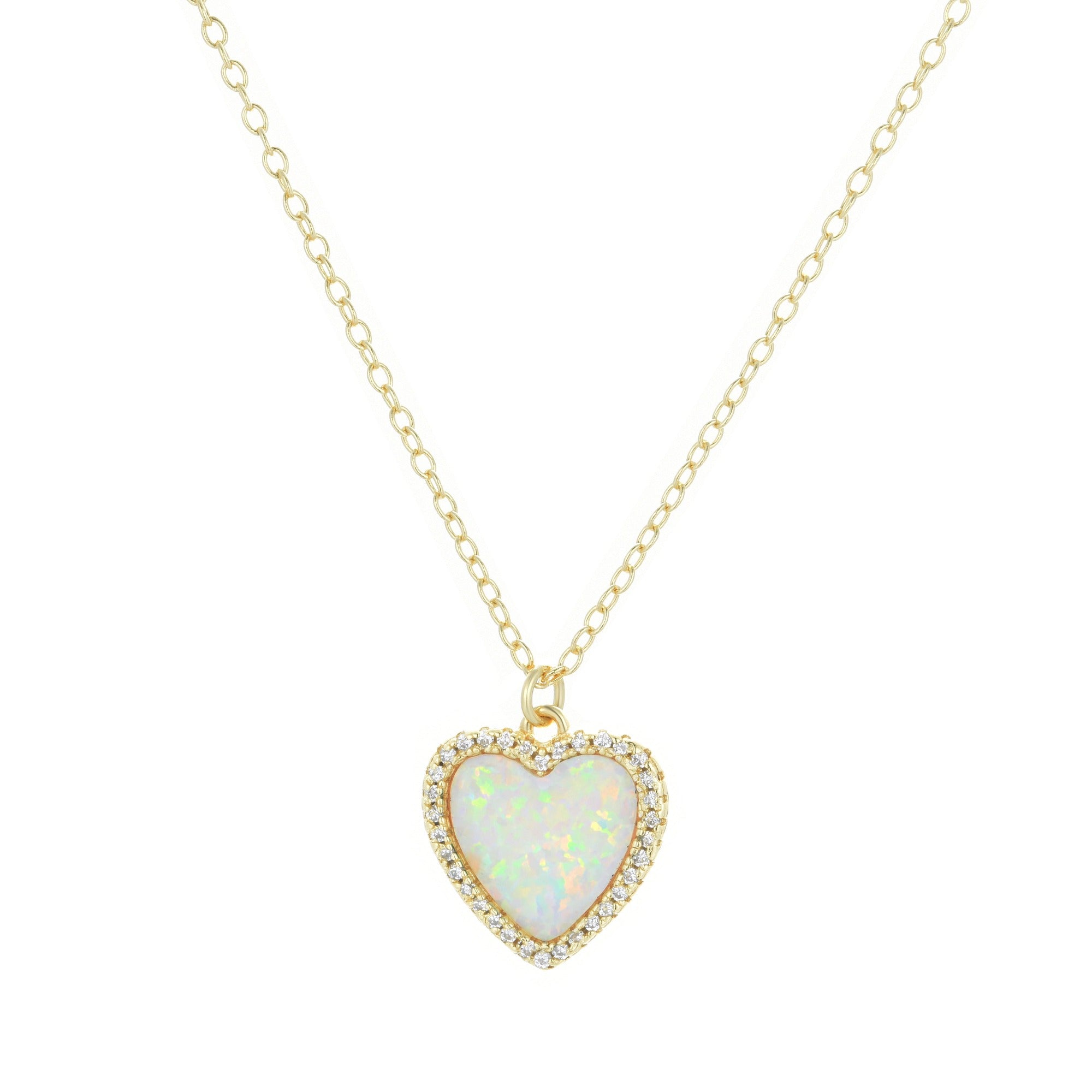 opal heart necklace with white opal gold
