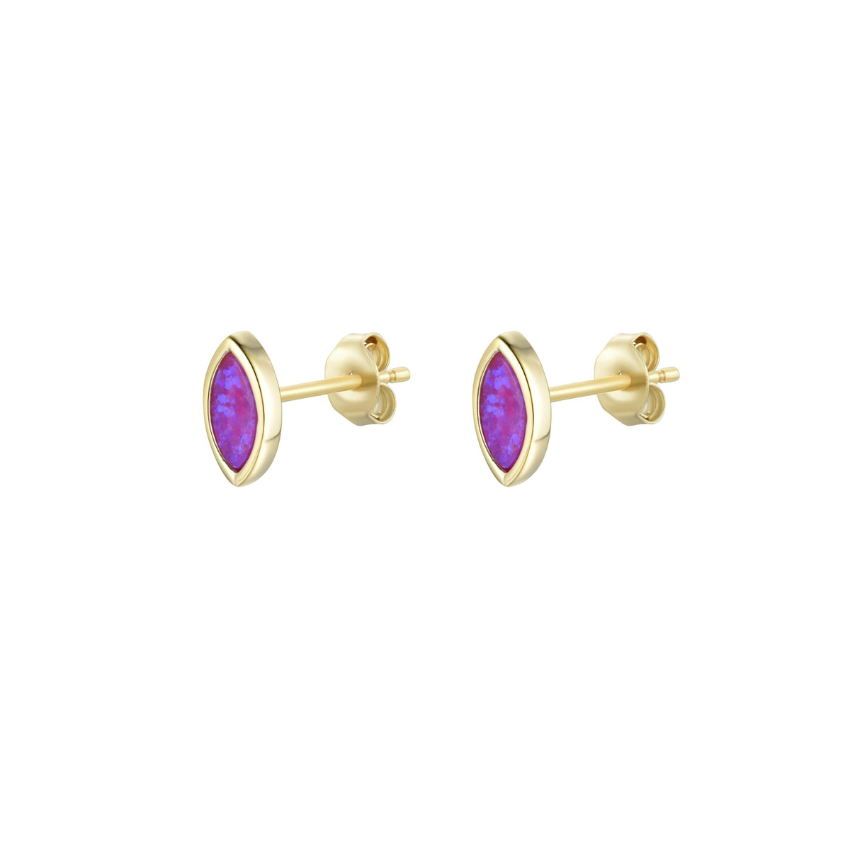 opal marquise stud earrings in fuchsia gold