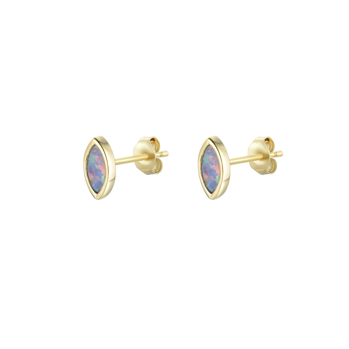 opal marquise stud earrings in lavender gold