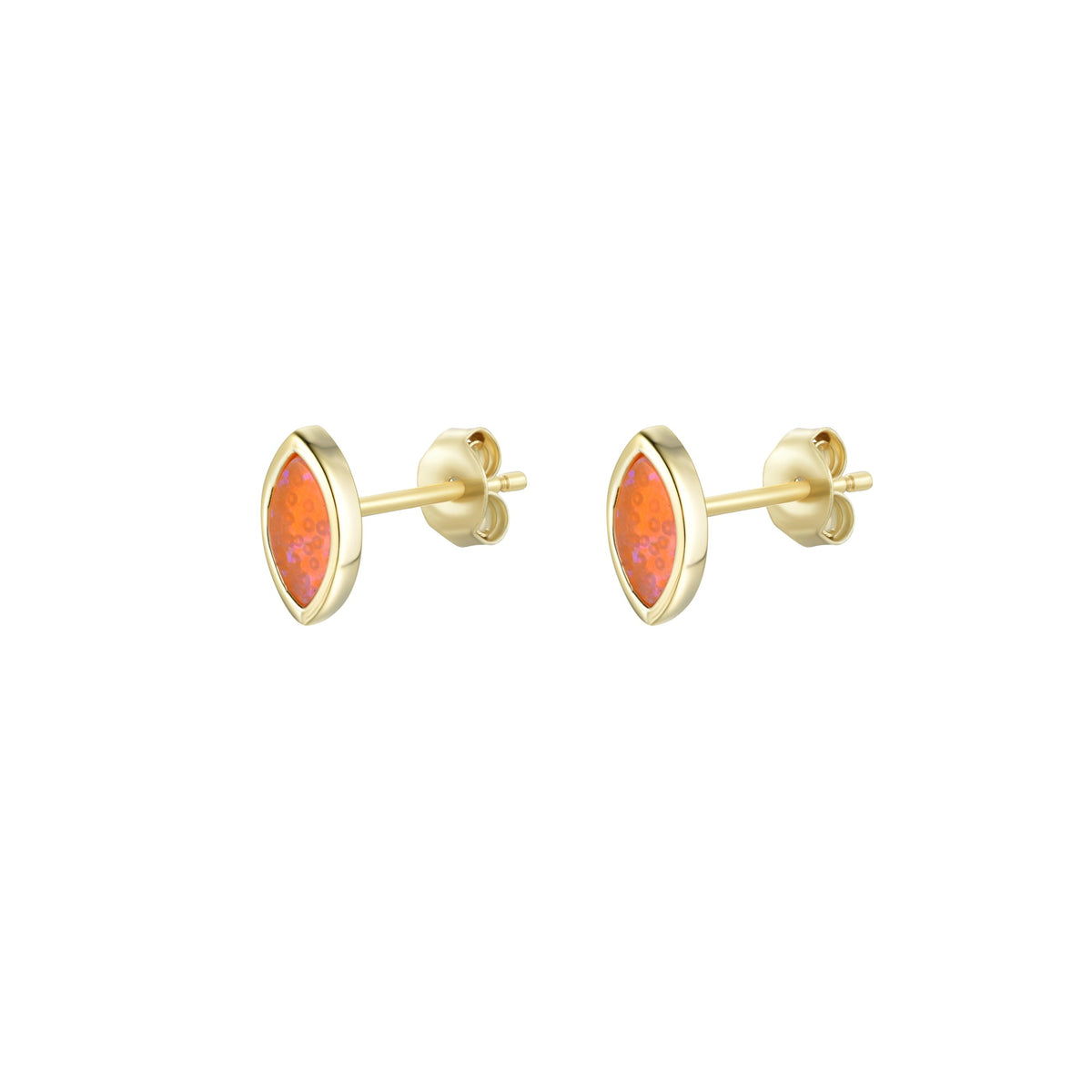 opal marquise stud earrings in orange gold