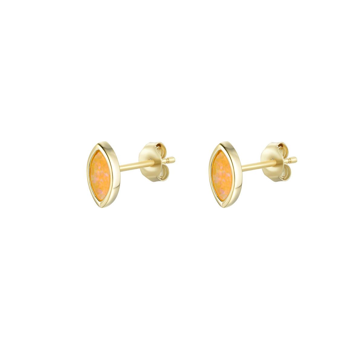 opal marquise stud earrings in tangerine gold