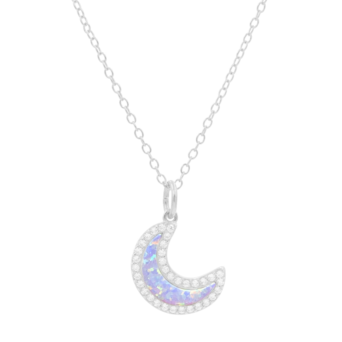 opal moon necklace in purple opal silver