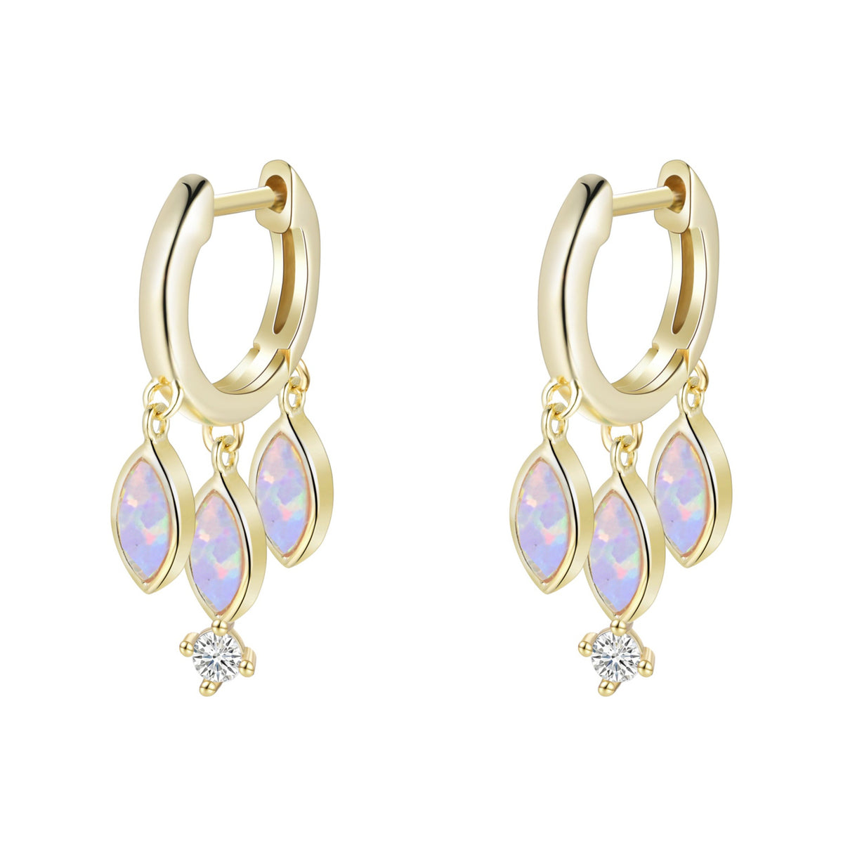 opal shaker huggie earrings in lavender gold