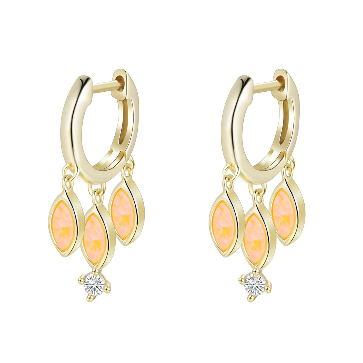 Opal shaker huggie earrings in ltangerine gold