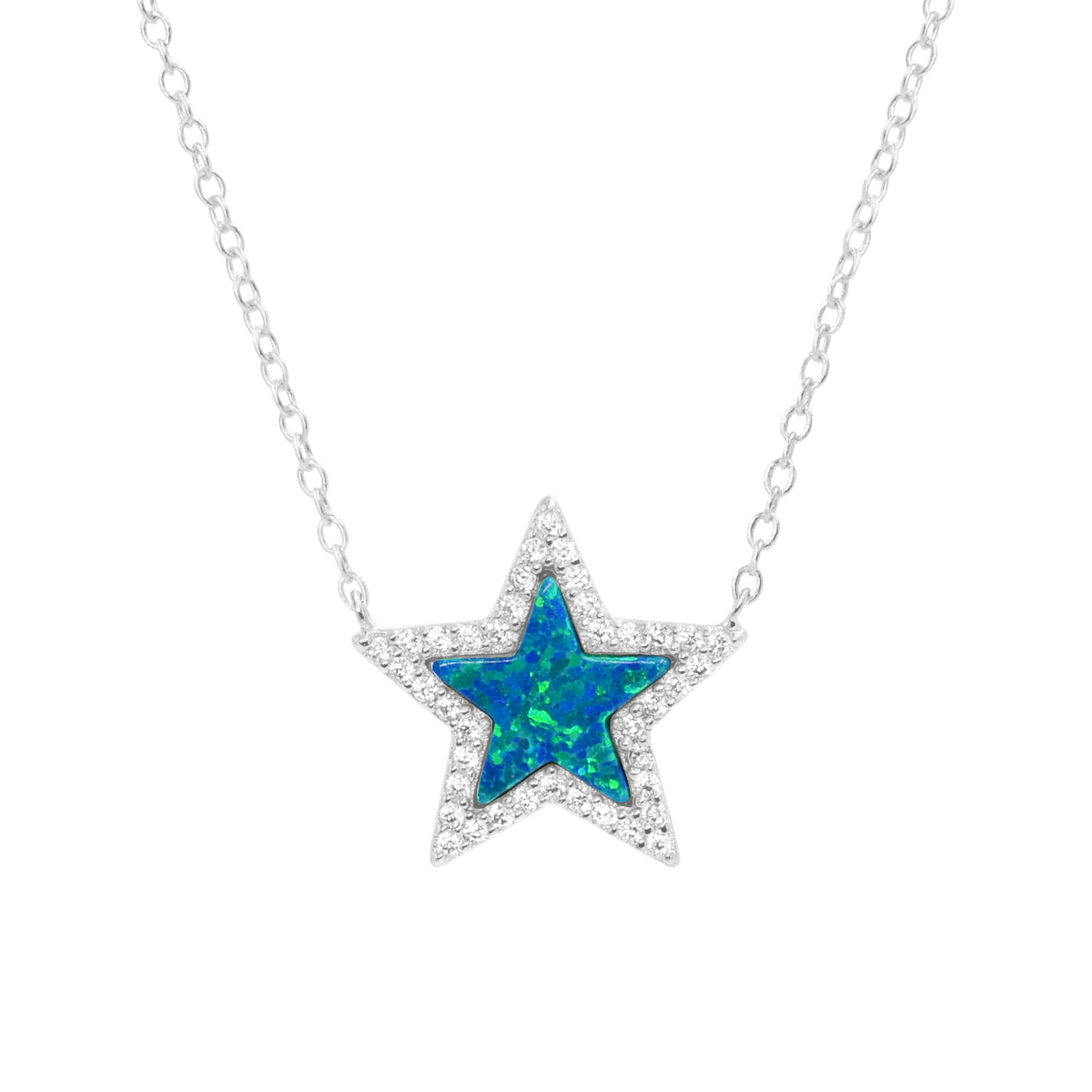 opal star necklace blue opal silver