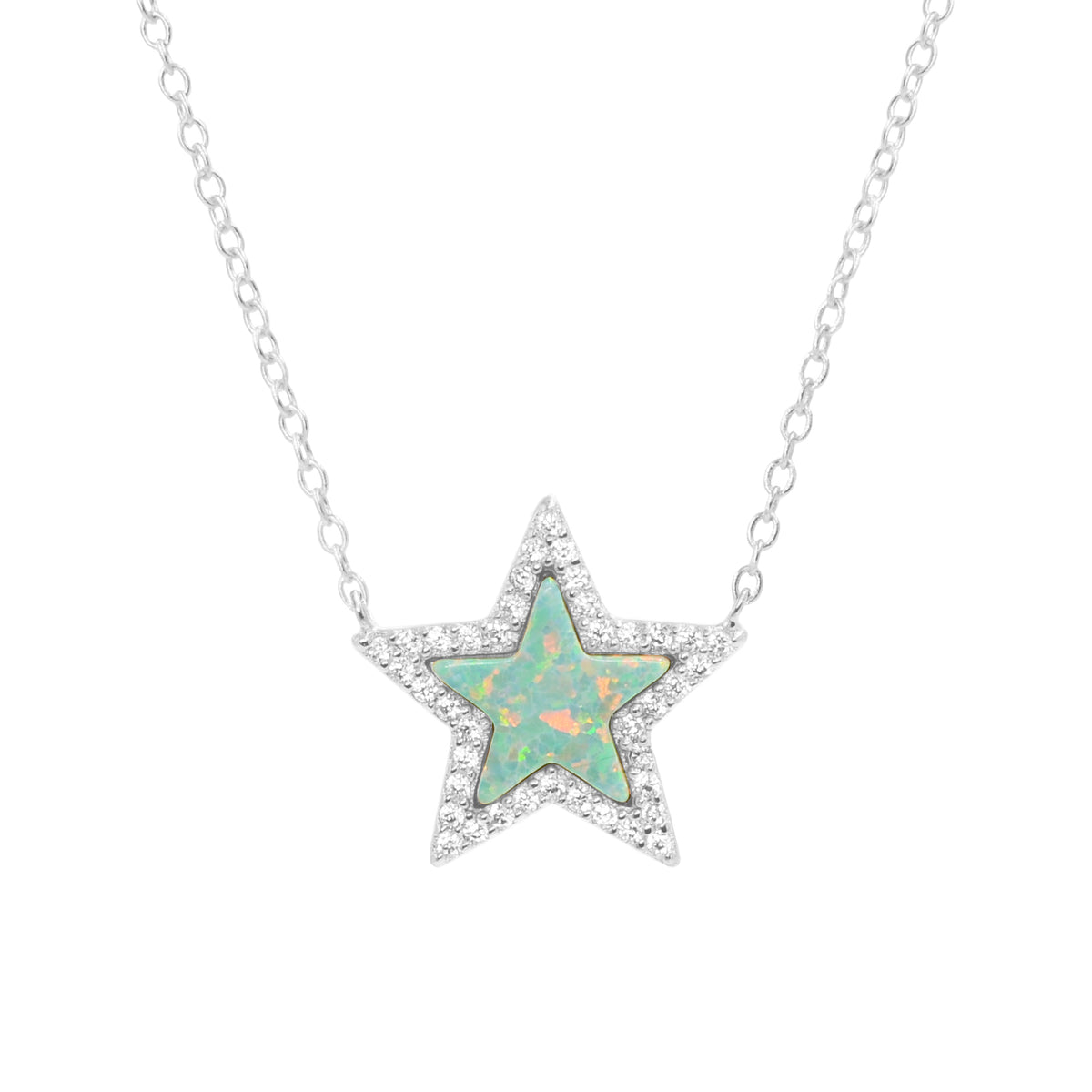 opal star necklace green opal silver