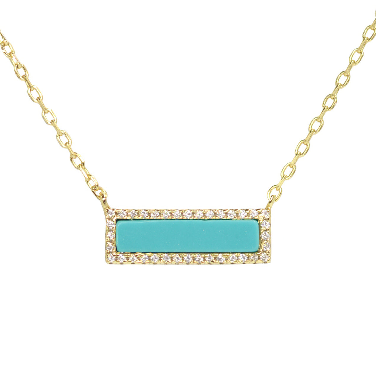 Reflection Turquoise Bar Necklace With Crystals