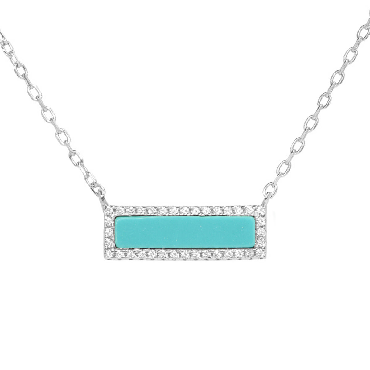 Reflection Turquoise Bar Necklace With Crystals