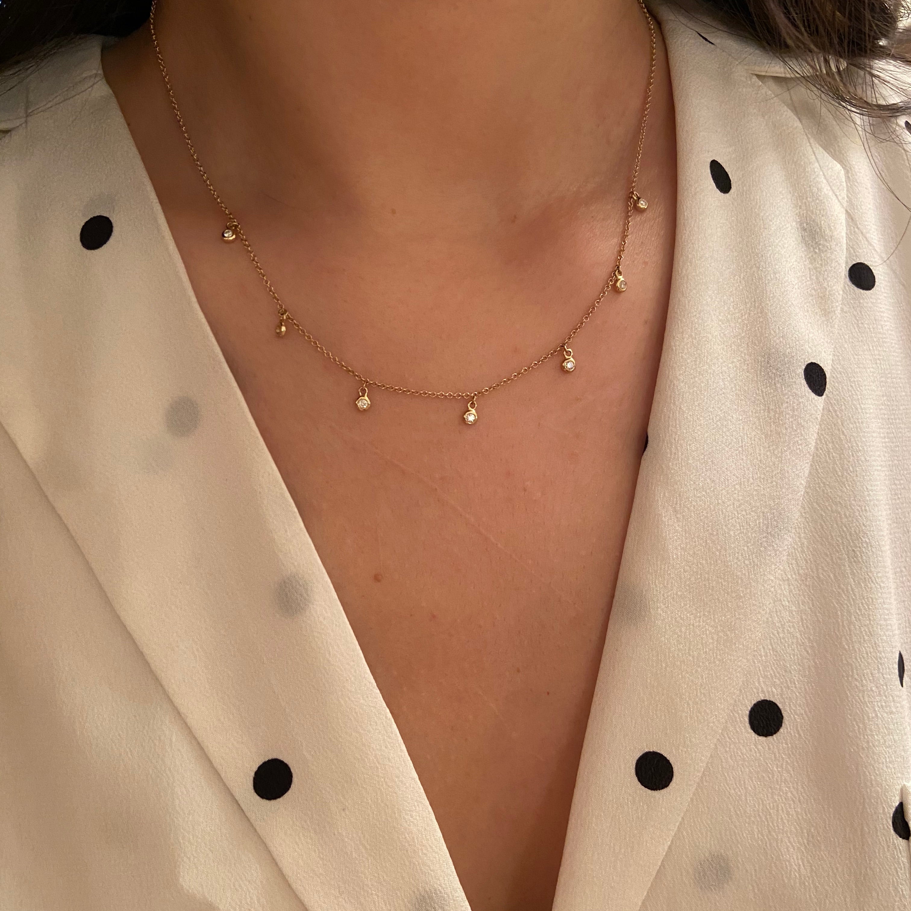 Shimmer Drops Rose Gold Plated Pure Silver Necklace