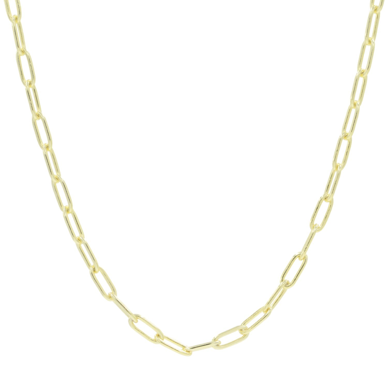 paper clip chain necklace in sterling silver gold plated