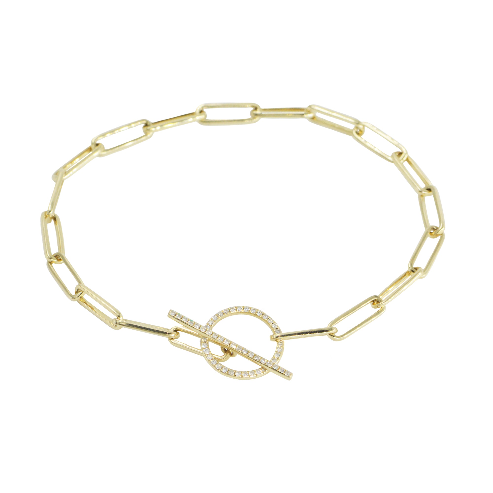 paperclip chain bracelet with diamond clasp