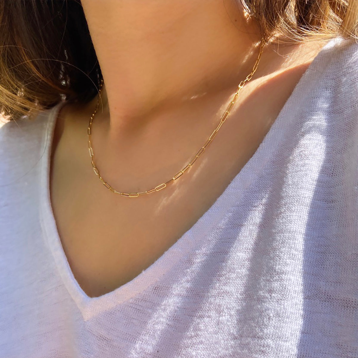 Paperclip Link Chain in 14k Gold