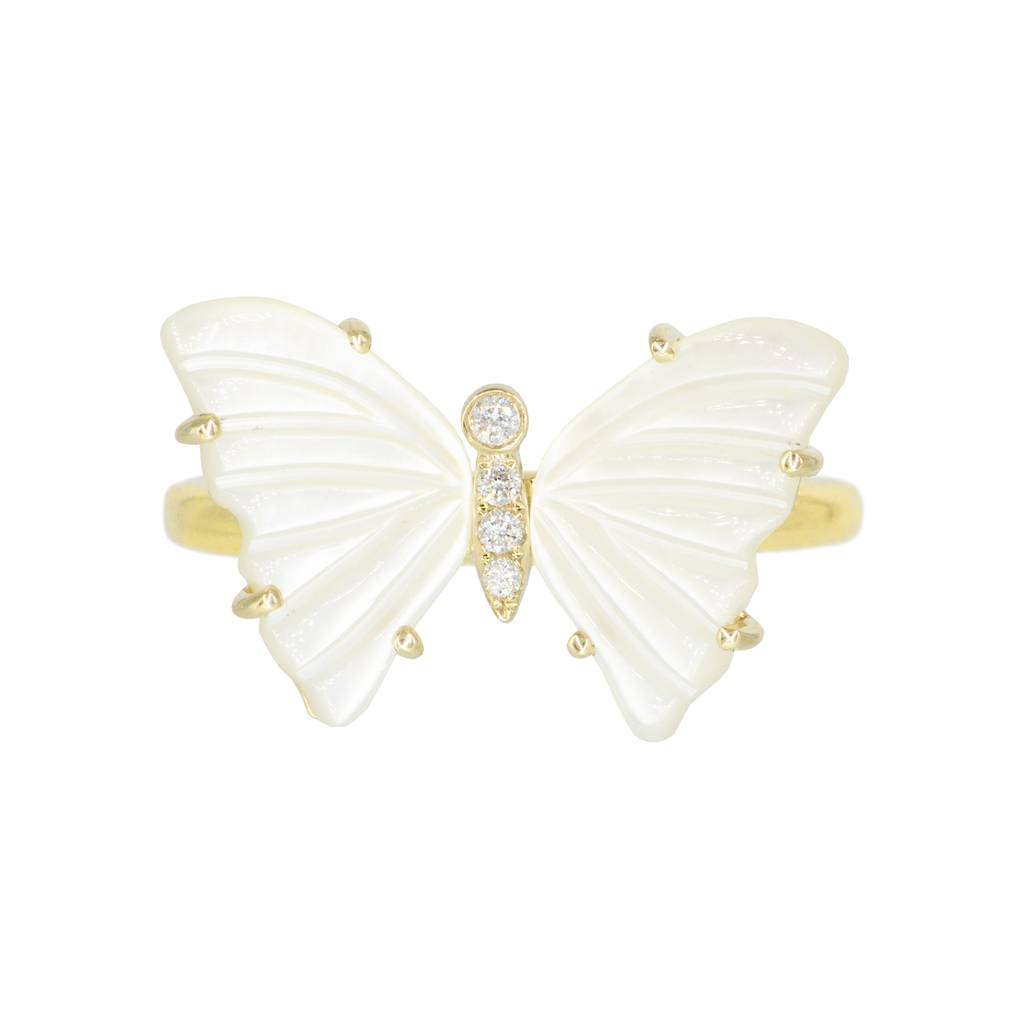 pearl butterfly ring with diamonds