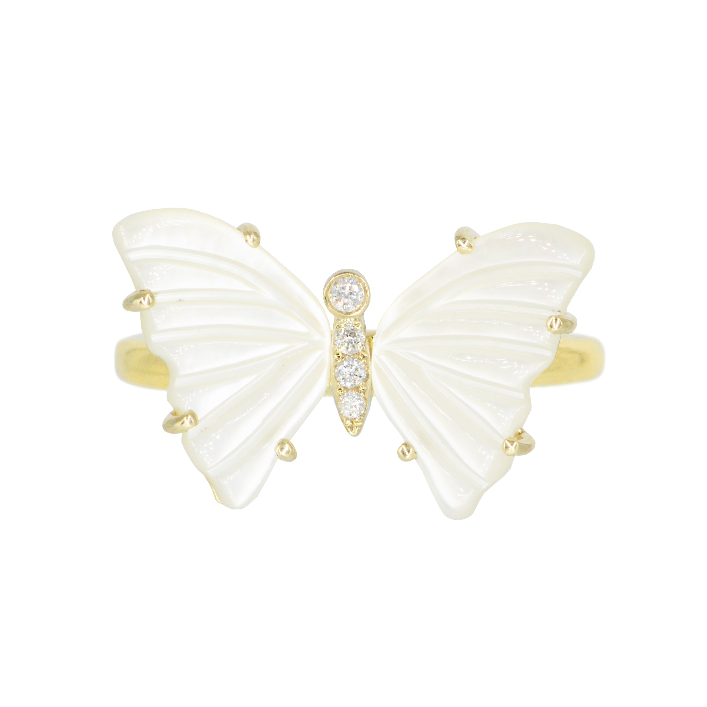 Estate 14K Yellow Gold Butterfly Brooch with Pearls