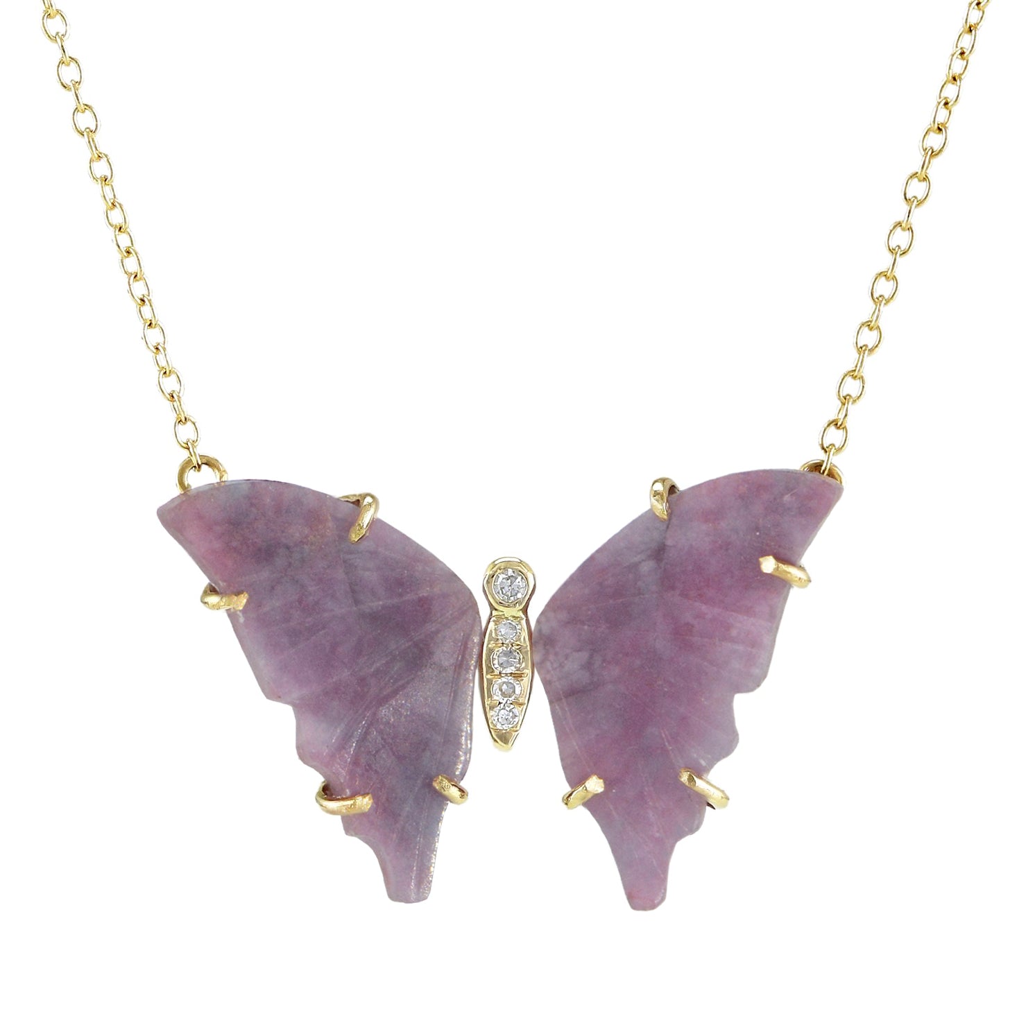 Purple Paraiba Tourmaline Butterfly Necklace With Diamonds