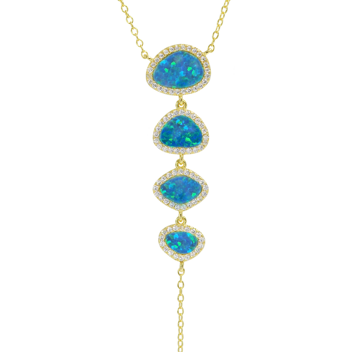 quad opal pebble lariat blue