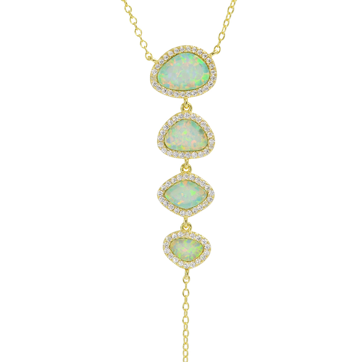 quad opal pebble lariat green