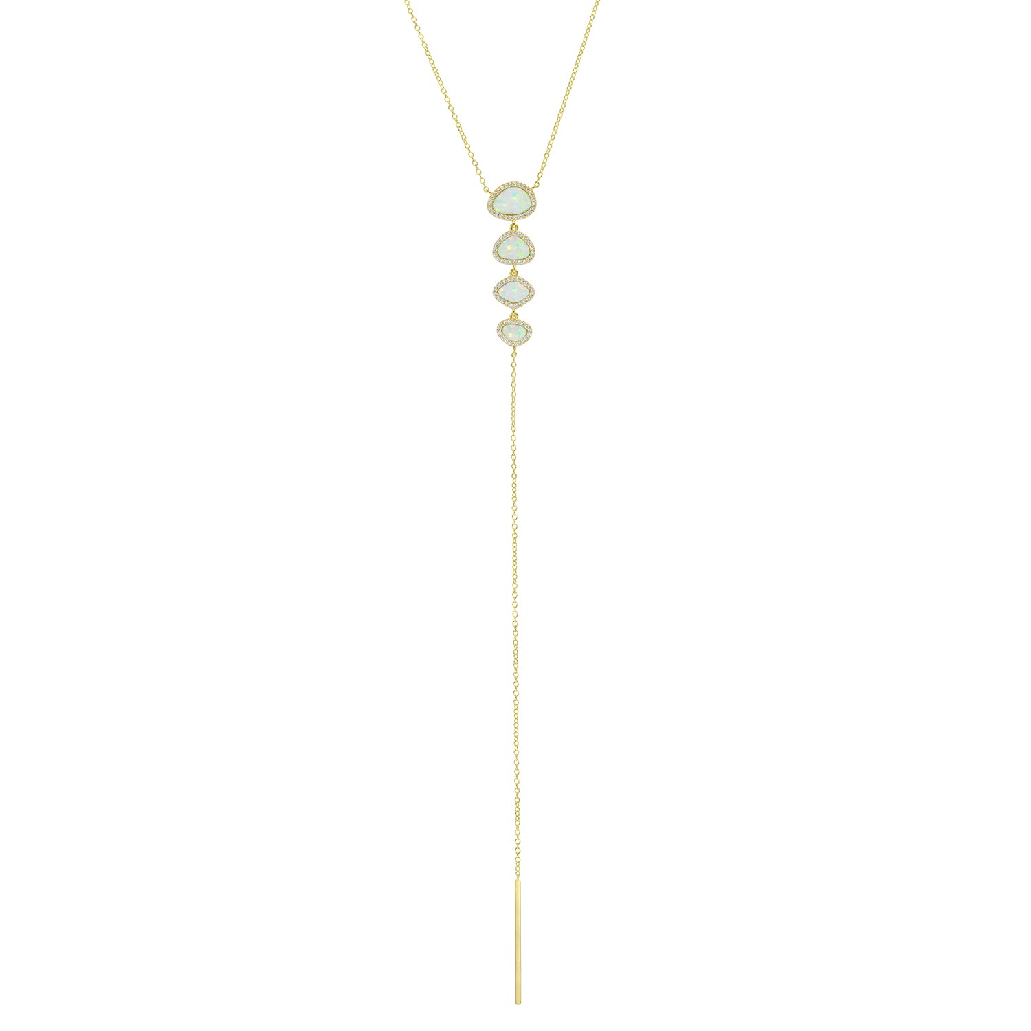 Quad Pebble Opal Lariat Necklace