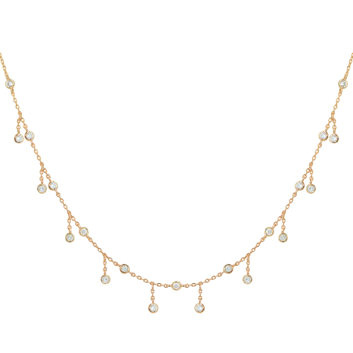 Rain Drop Choker Necklace With Crystals Rose Gold