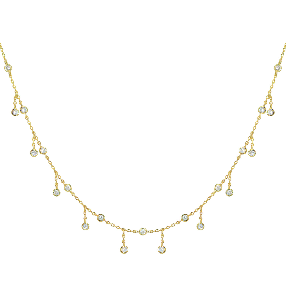 Rain Drop Choker Necklace With Crystals Gold