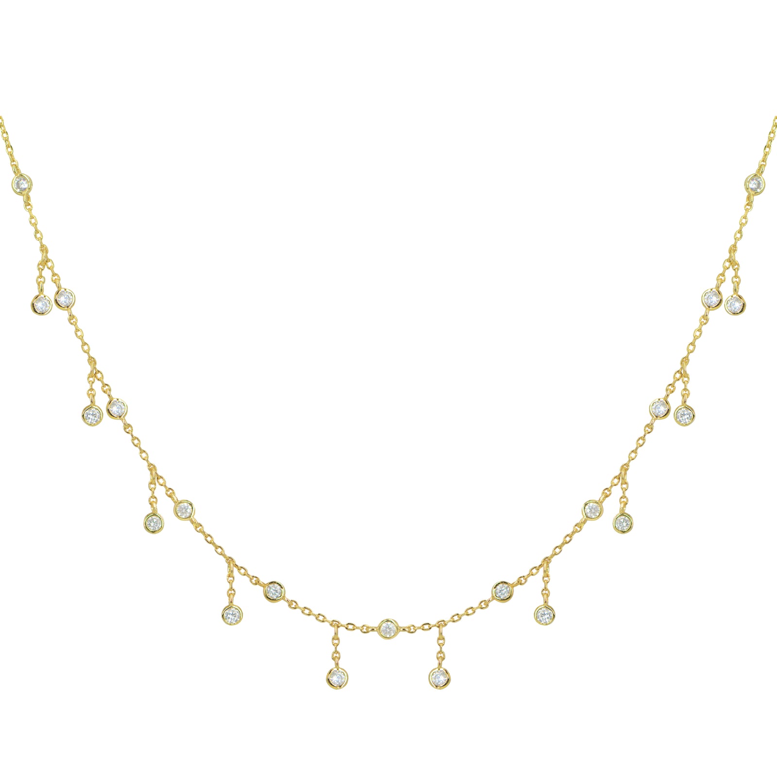 Rain Drop Choker Necklace With Crystals Gold