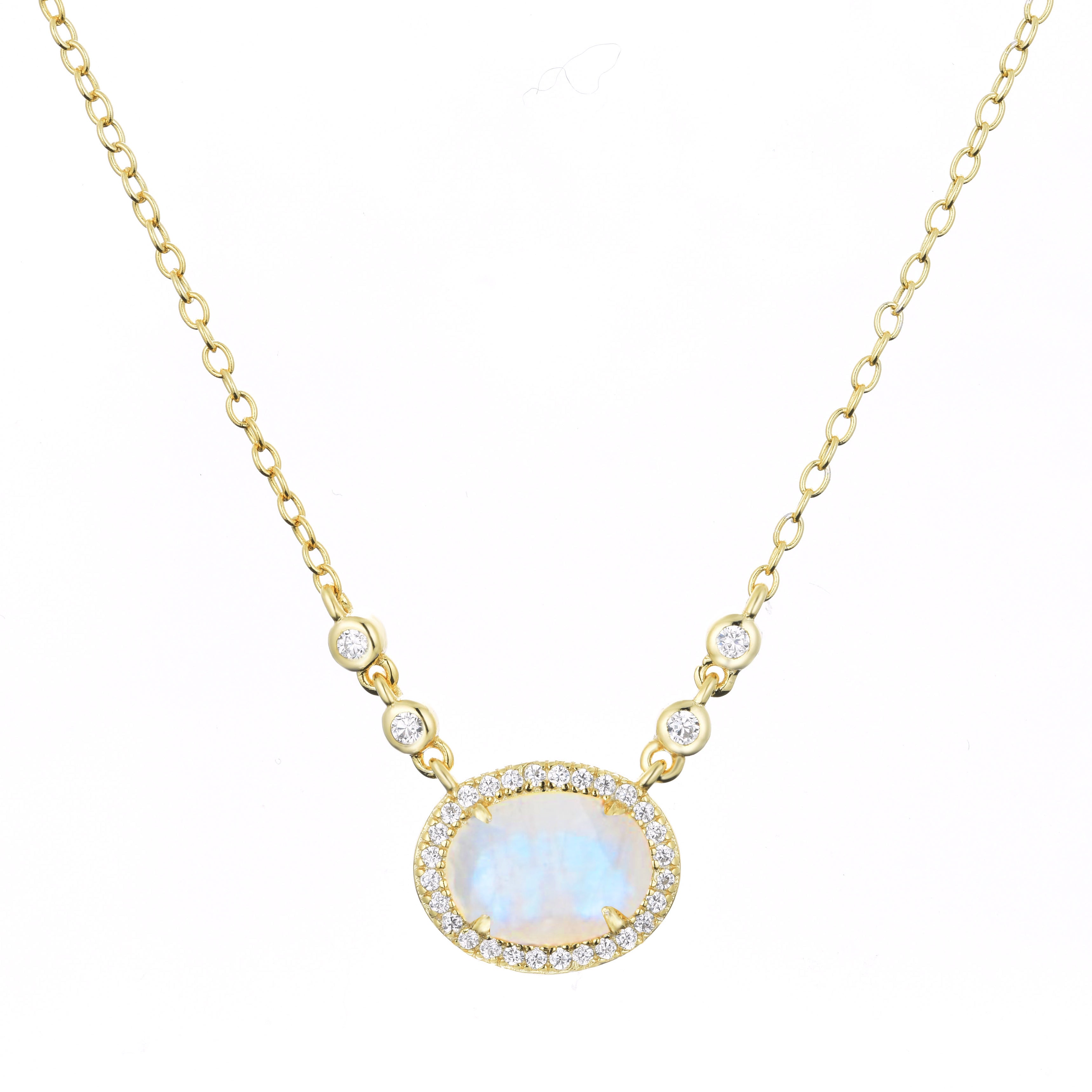 Aura Rainbow Moonstone Gemstone Necklace - KAMARIA