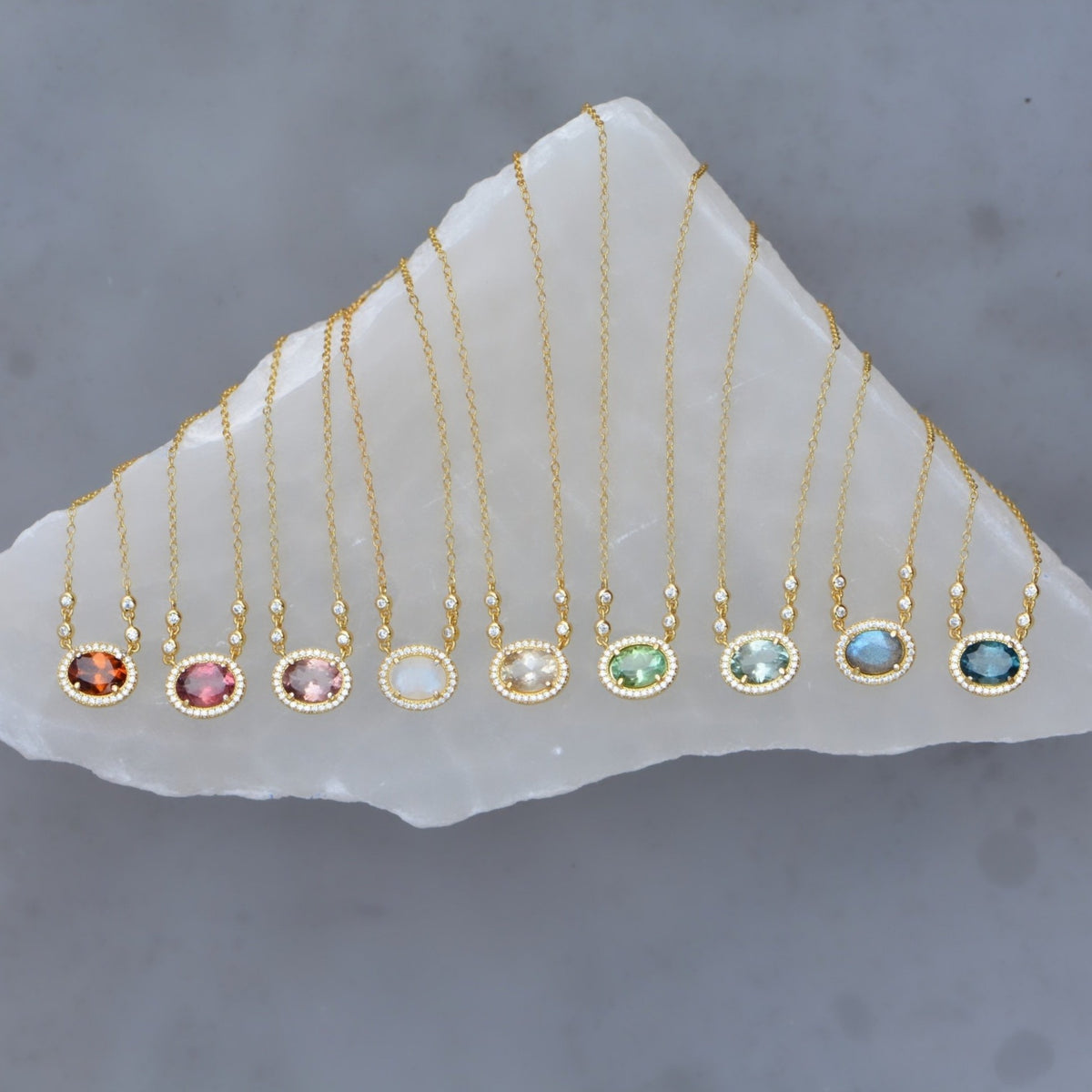 rainbow tourmaline moonstone gemstone necklaces aura