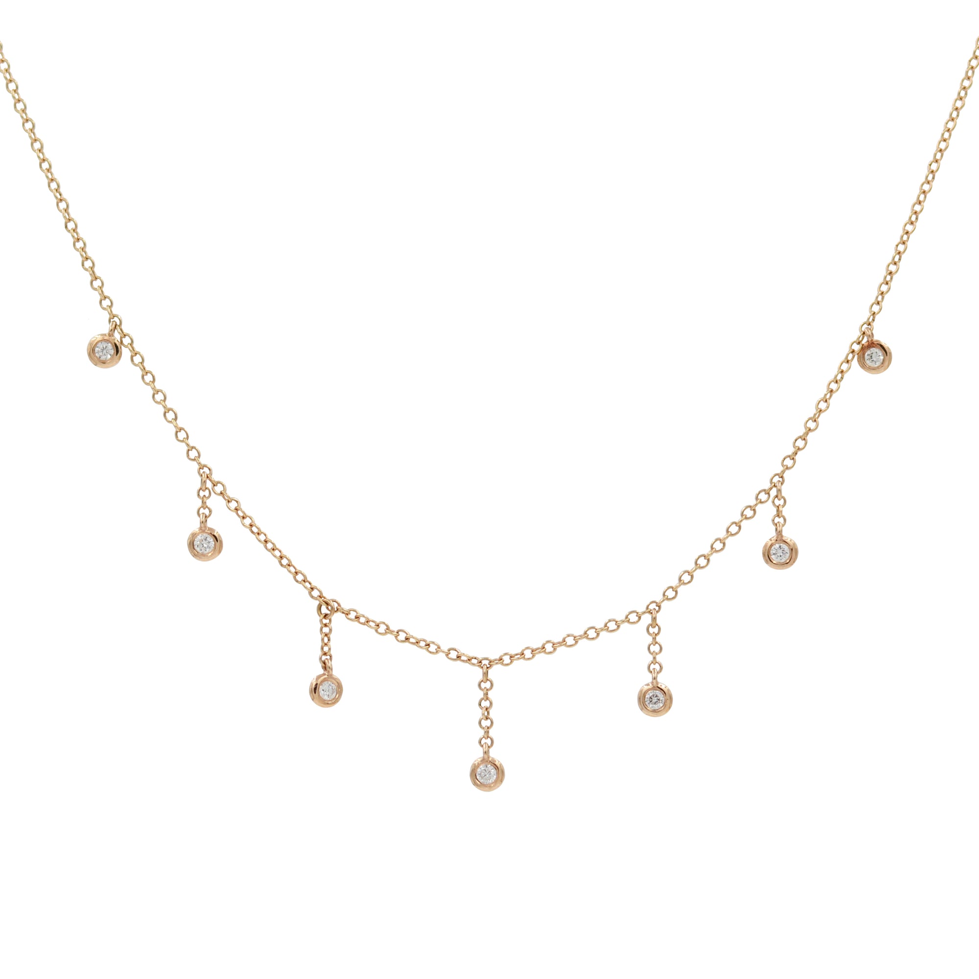 Raindrop Choker Necklace With Diamonds in 14k Rose Gold - KAMARIA