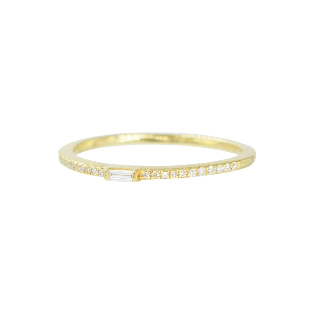 Single baguette thin diamond stacking ring