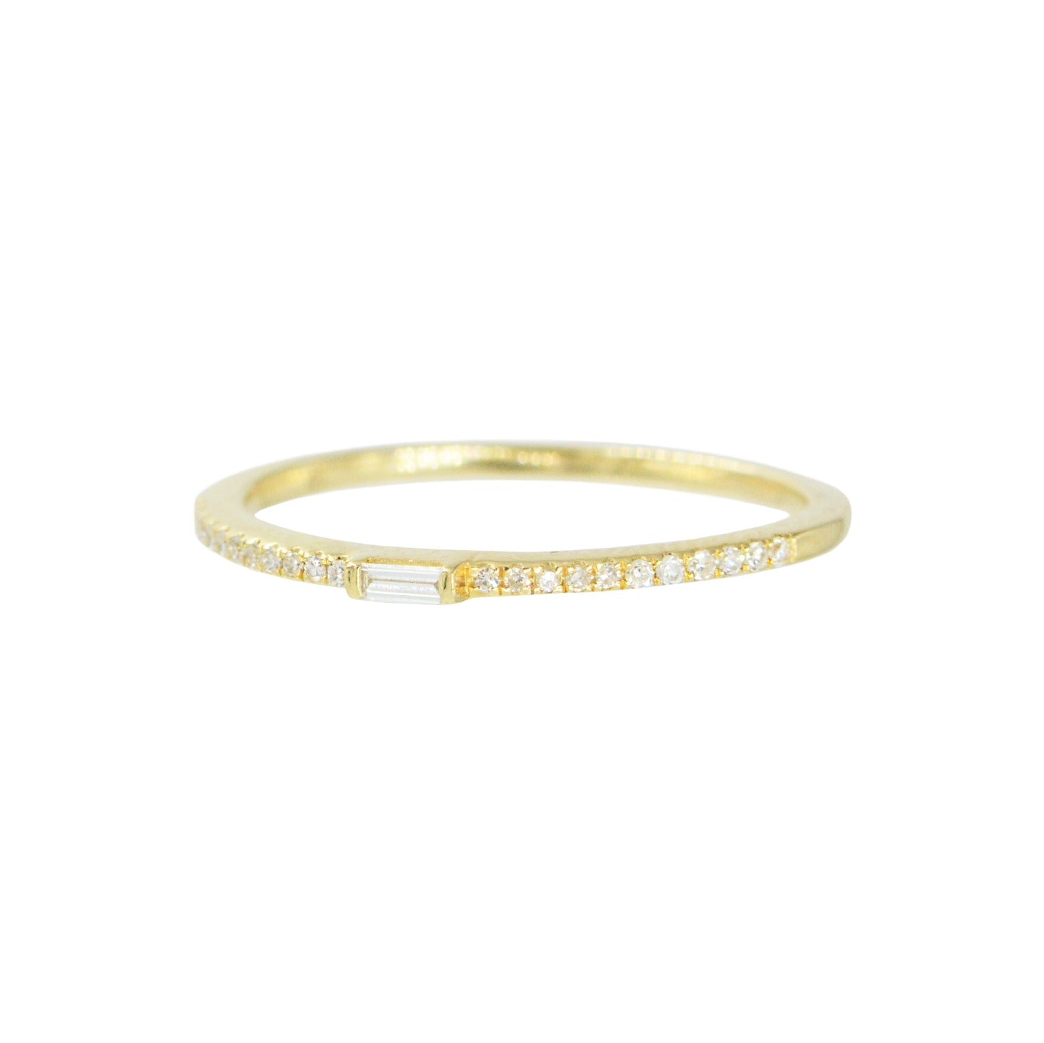 Single baguette thin diamond stacking ring