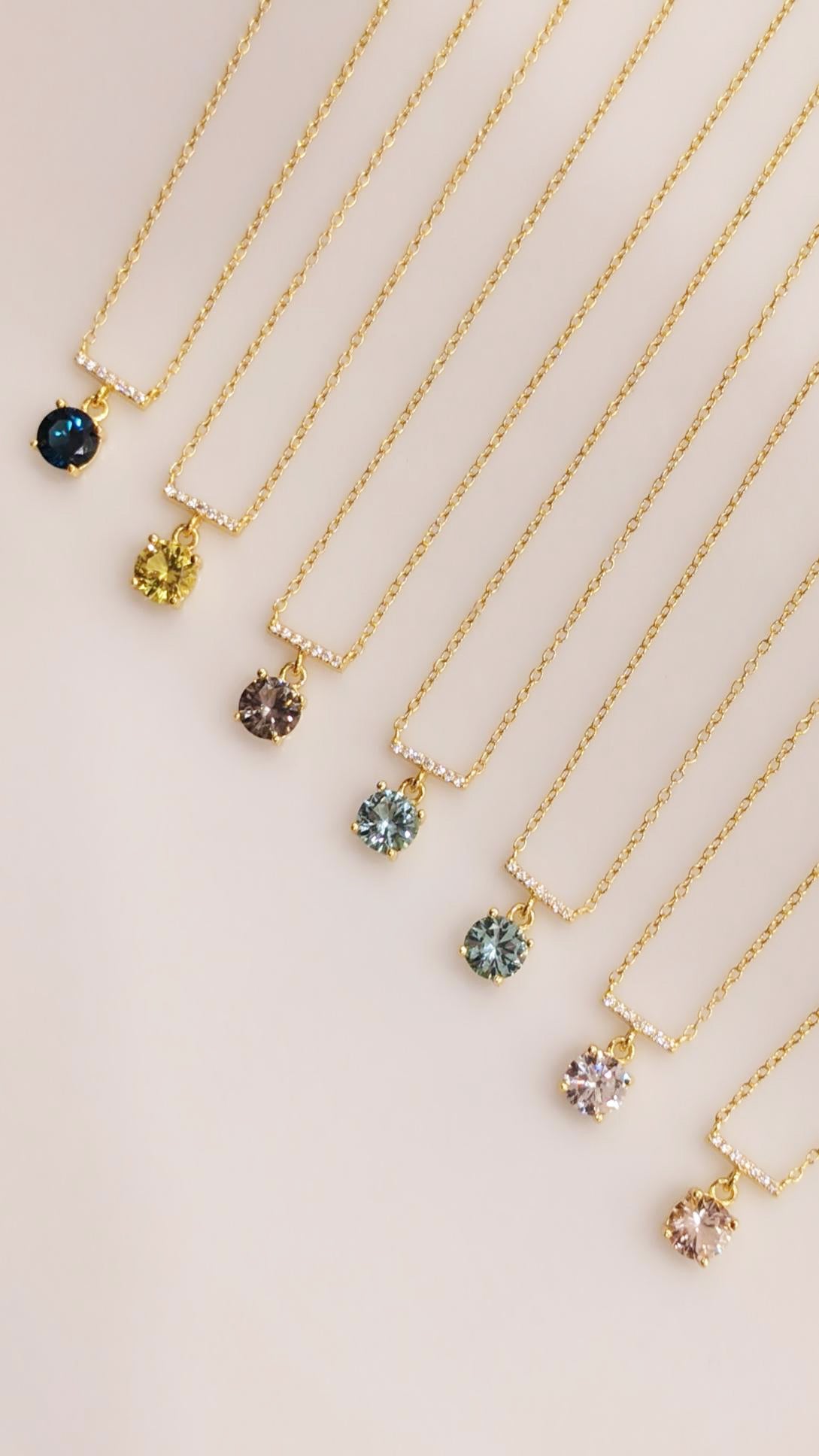 solitaire crystal bar necklace in multi colors