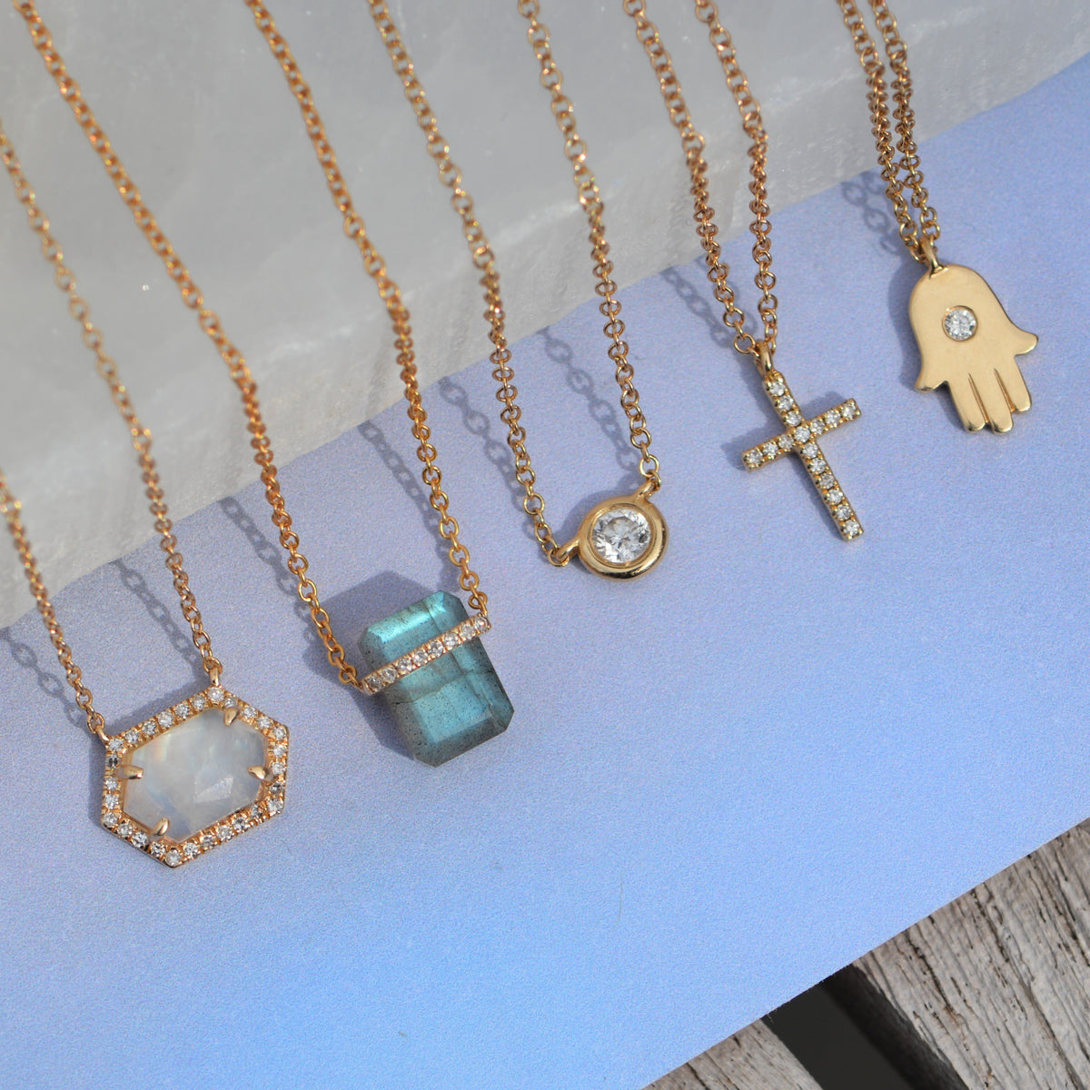 Diamond Solitaire Necklace in 14k Gold and other Fine Necklaces