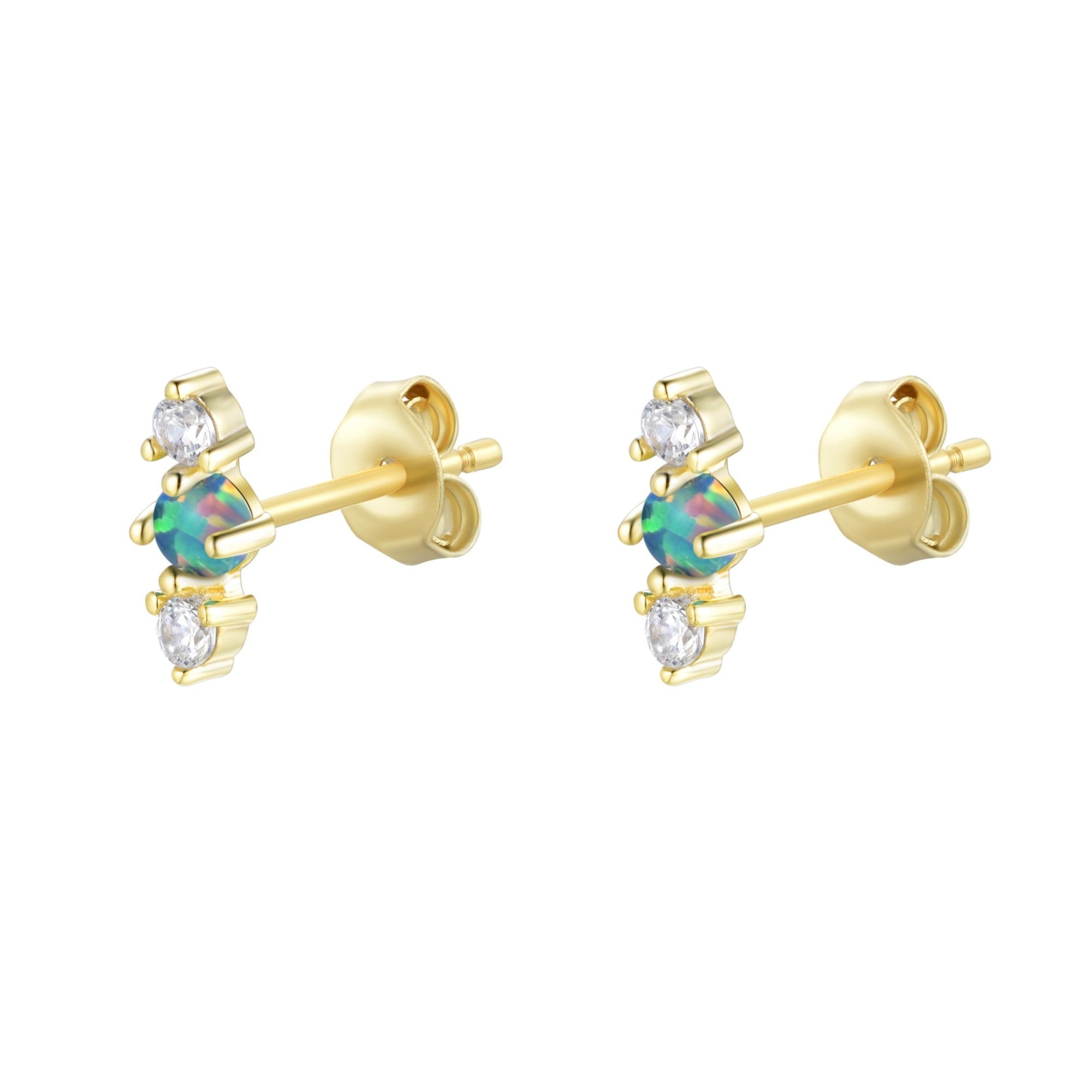stars align opal cluster stud earrings black gold