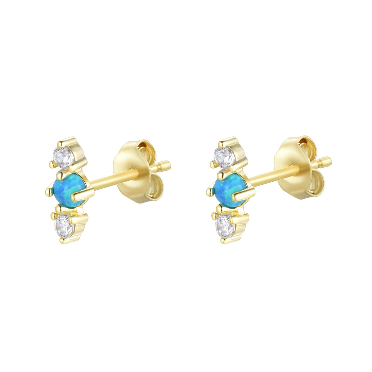 stars align opal cluster stud earrings black gold