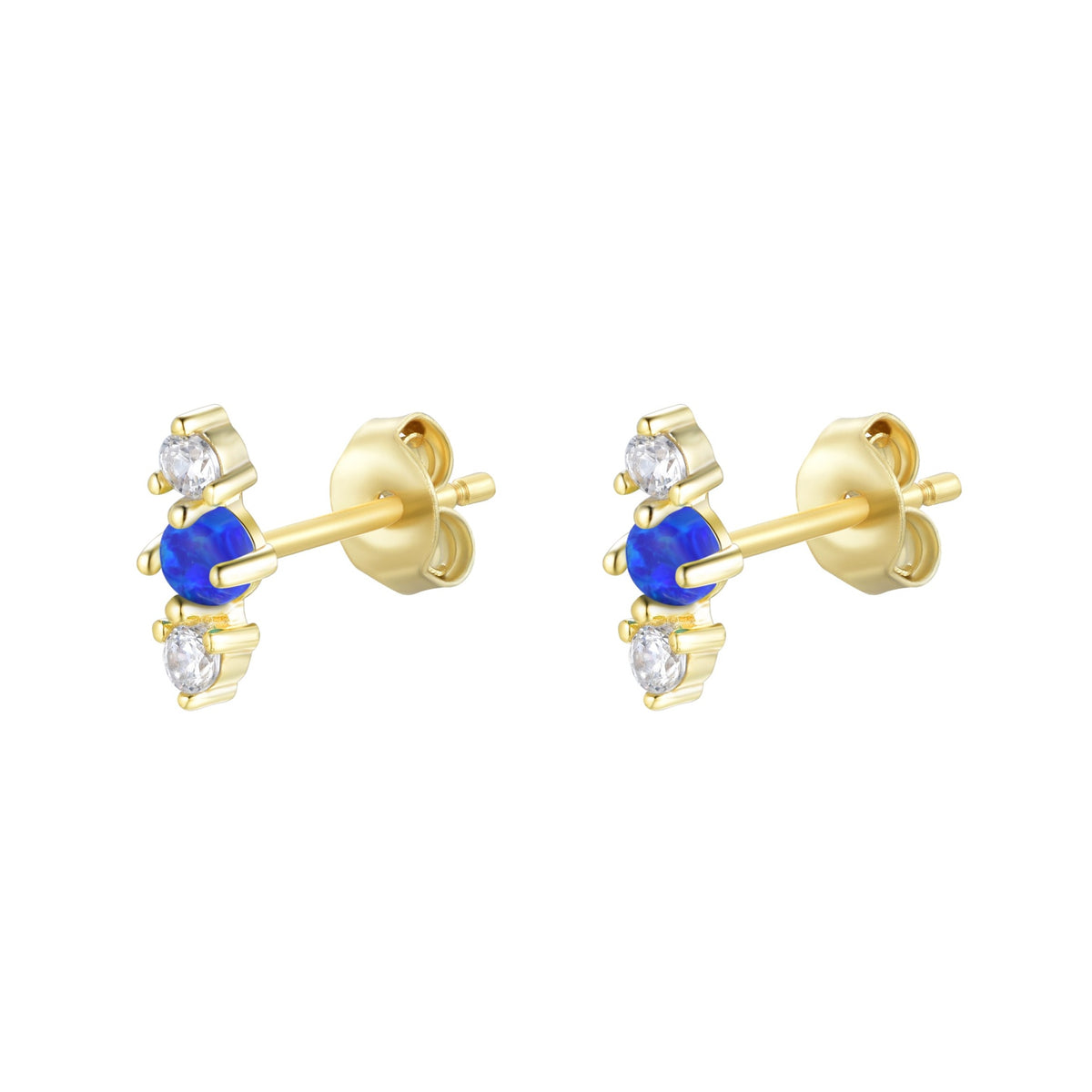 stars align opal cluster stud earrings indigo blue  gold
