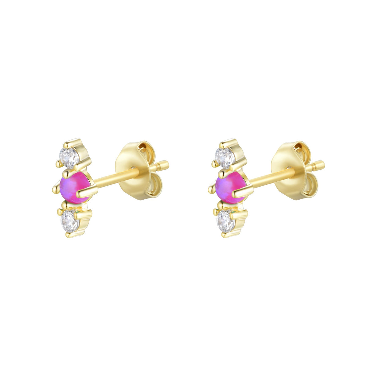 stars align opal cluster stud earrings fuchsia gold