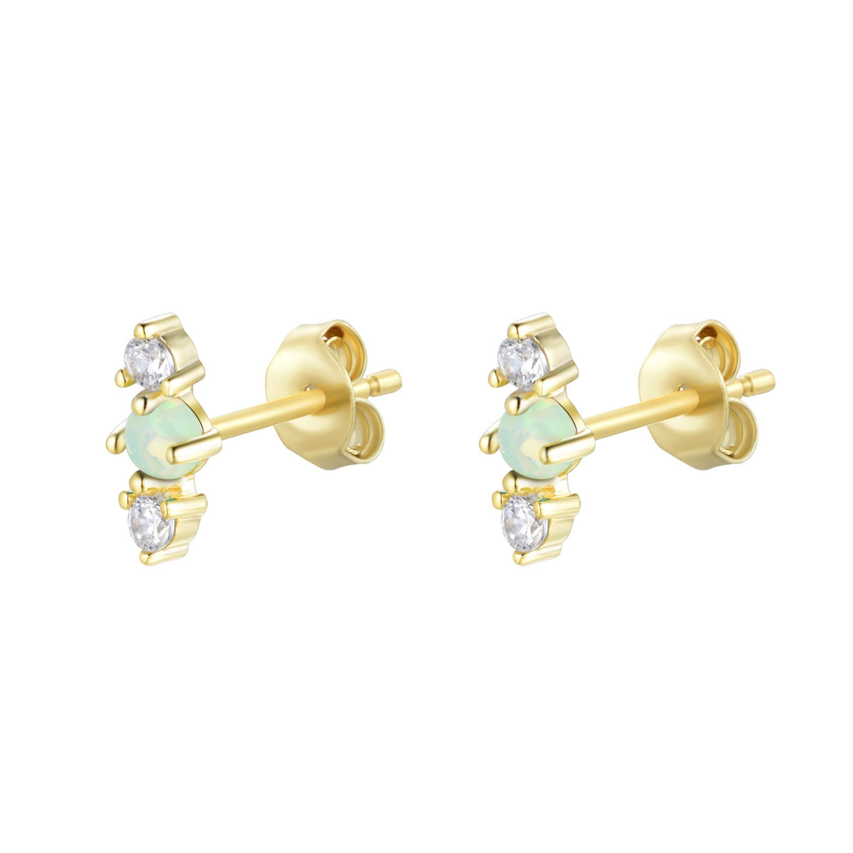 stars align opal cluster stud earrings light green gold