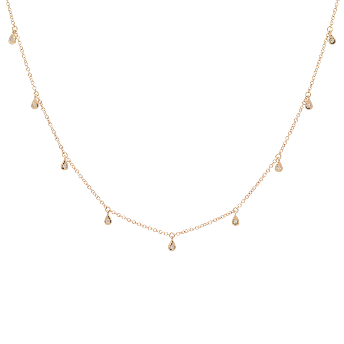 Teardrop Diamond Choker Necklace in 14k Rose Gold