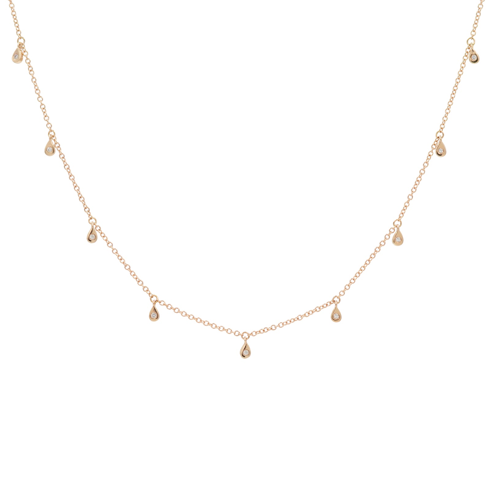 Teardrop Diamond Choker Necklace in 14k Rose Gold